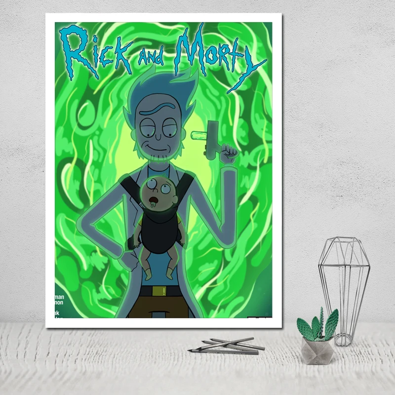 Nordic Style Pictures Wall Art Modular Rick and Morty Canvas Anime Home Decoration Painting Print Poster for Living Room Cuadros - Цвет: BO YXCV2707-04