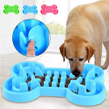 

Durable Silicone Pet Dog Cat Interactive Slow Food Bowl Anti-Slip Anti-Gulping Dog Feeder Dishes For Feeding Large Dog Bowls