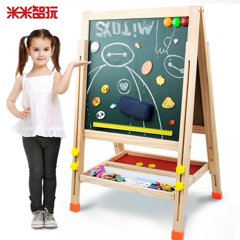 

Adjustable Small Blackboard CHILDREN'S Drawing Board Easel Double-Sided Magnetic Folding Household Braced Doing Homework