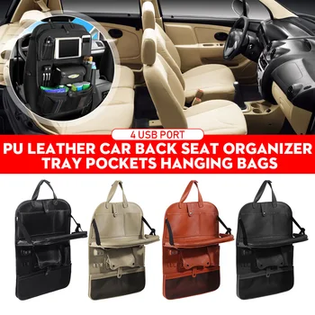 

1PC Car Seat Back Organizer Multi-Pocket Storage Bag Box Case Car storage bag Tablet Holder Storage Organizer with 4 USB Port