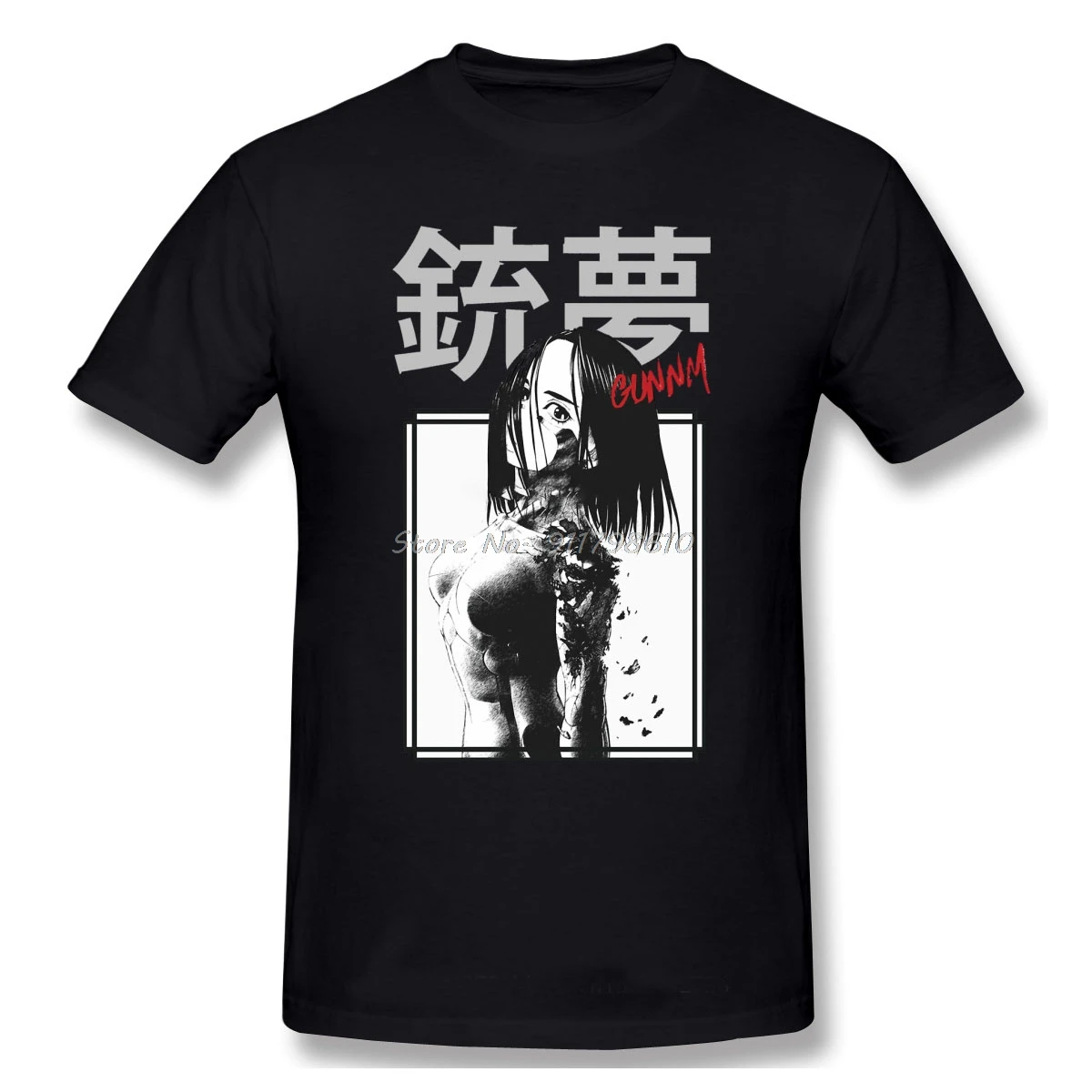 T-Shirt For Men Gunnm Cotton Battle Angel Alita Comics Business Jump T Shirt Funny Anime Tee Streetwear Harajuku | Мужская одежда