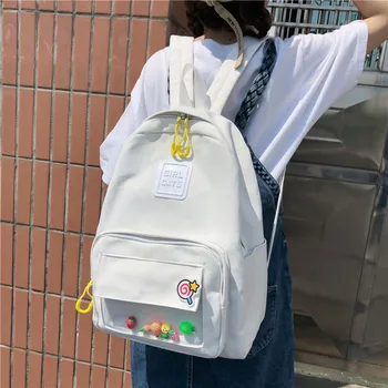 

Double Shoulder Bag New Fashion Ins Style Bag Girl High School Junior High School Students Canvas Lovely Backpack