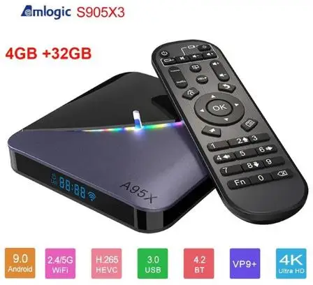 A95X F3 с цветовой моделью RGB светильник Amlogic S905X3 Android9.0 4k 4G 3 2G 64 Гб двухъядерный процессор Wi-Fi BT 4,2 4K60fps 2G 16G Лучший Android ТВ коробка A95X F3 - Цвет: 4G32G