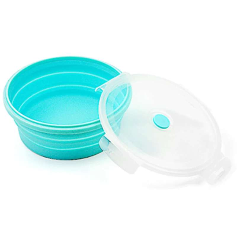 

Round Silicone Folding Portable Bento Box Collapsible Lunch Box for Kid Food Dinnerware Microwave Food Storage Container