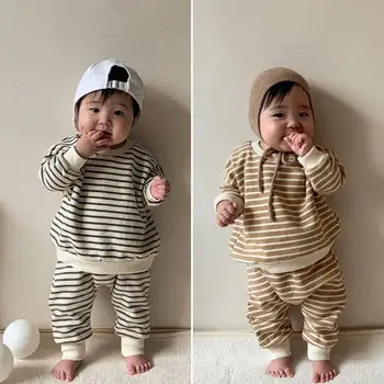 

Autumn Newborn Kids Baby Boys Girls Stripe Clothing Sets Long Sleeve Sweatshirt Tops Harem Pants Children Toddler Clothes Suit