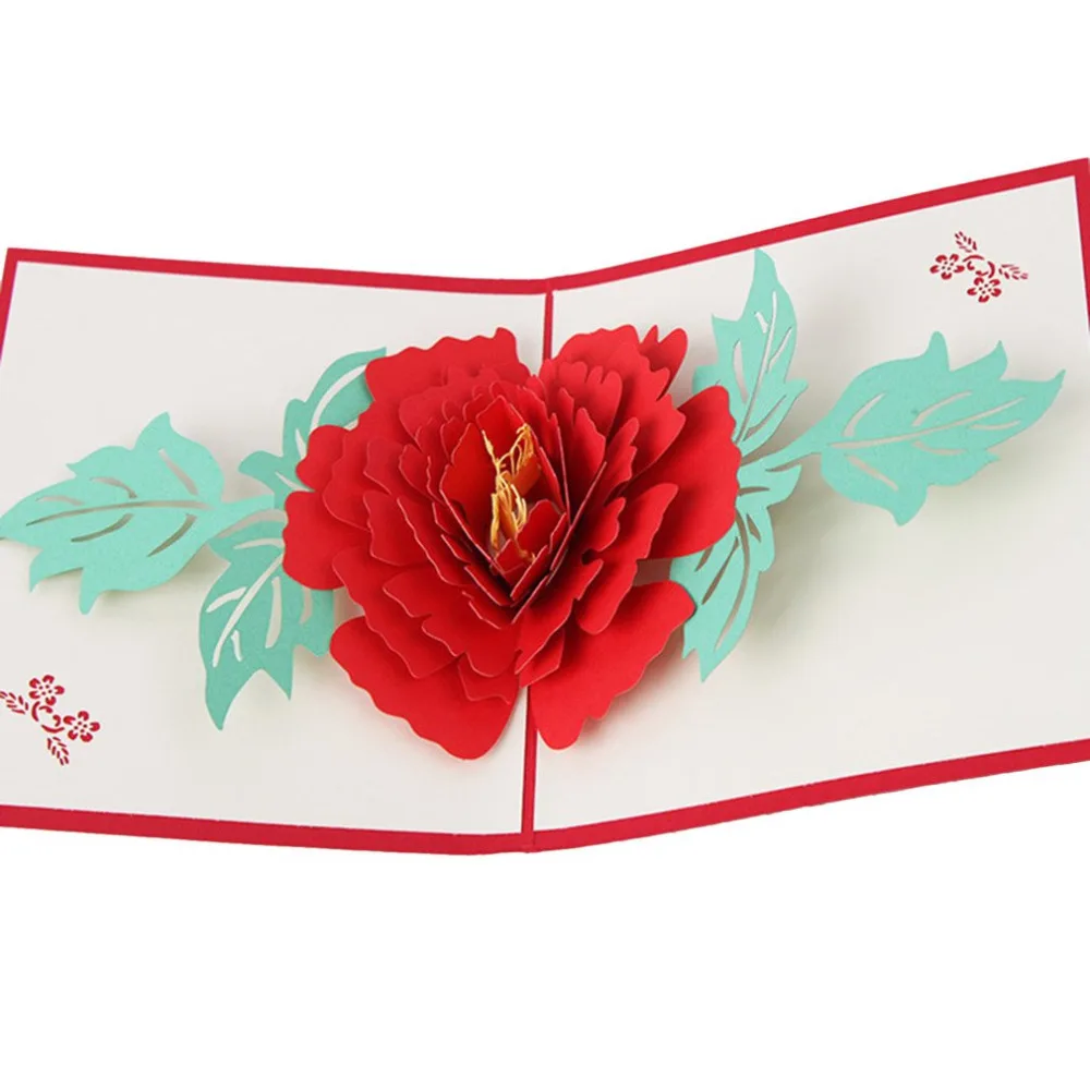  3D Pop Up Cards Beautiful Peony Flowers New Year Series Wedding Mother's Day Invitation Greeting Ca - 4000288582910