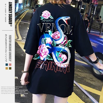 

Women Mens Pythons Boa Rose Flower Print T Shirts Streetwear 2020 Men Women Casual Short Sleeve Tops Tees Fashion Tshirts