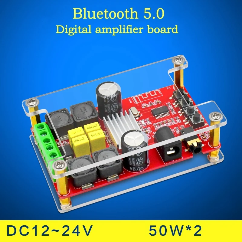 TPA3116 50 Вт+ 50 Вт 2,0 аудио беспроводной Bluetooth 5,0 стерео цифровой усилитель мощности плата с оболочкой