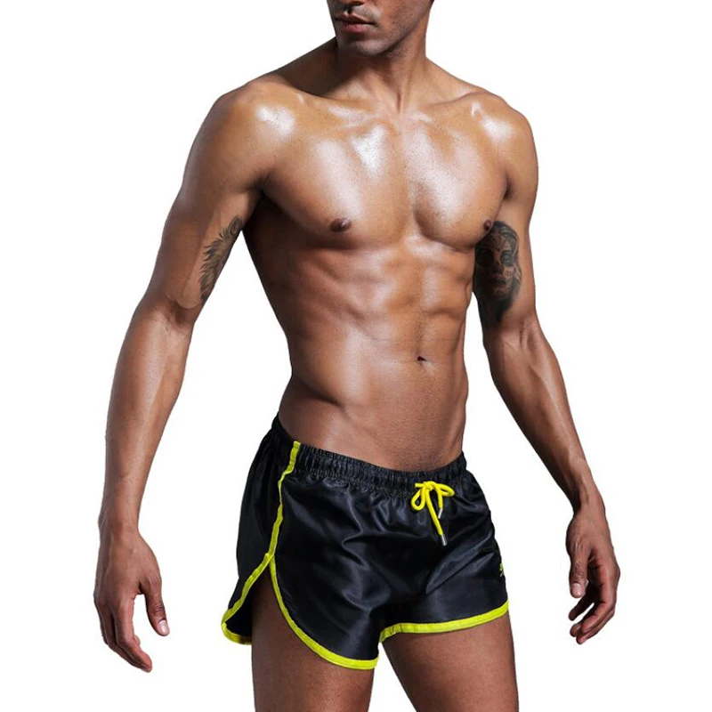 Jogger-Trousers Short Gym Sweatpants Fitness Workout Polyester Male Mens Fashion Side-Slit
