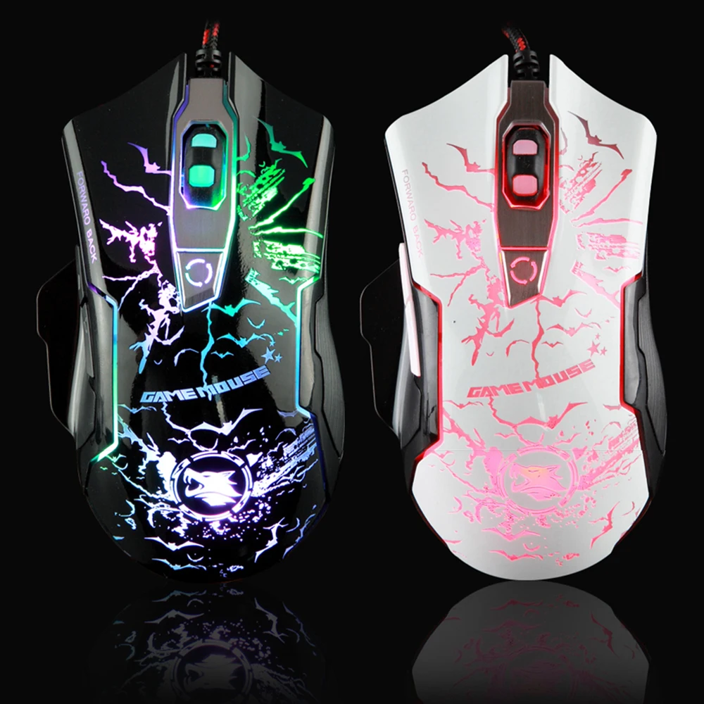 KAYINUO Механическая usb игровая мышь 3200 dpi Регулируемая 6 кнопок rgb Красочная Подсветка usb/компьютерная мышь для настольного ноутбука