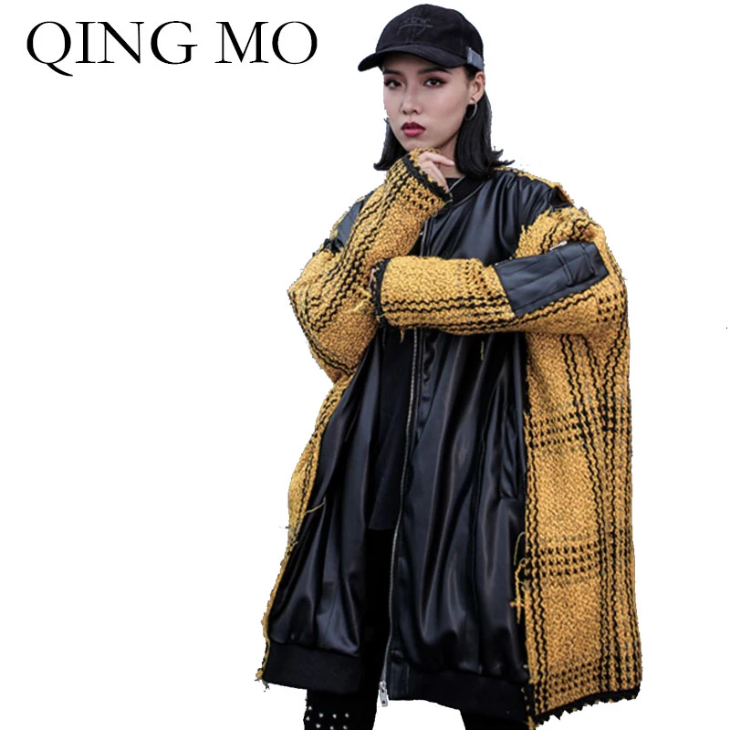 QING MO Женская куртка из искусственной кожи 2019 зимняя женская верхняя одежда в