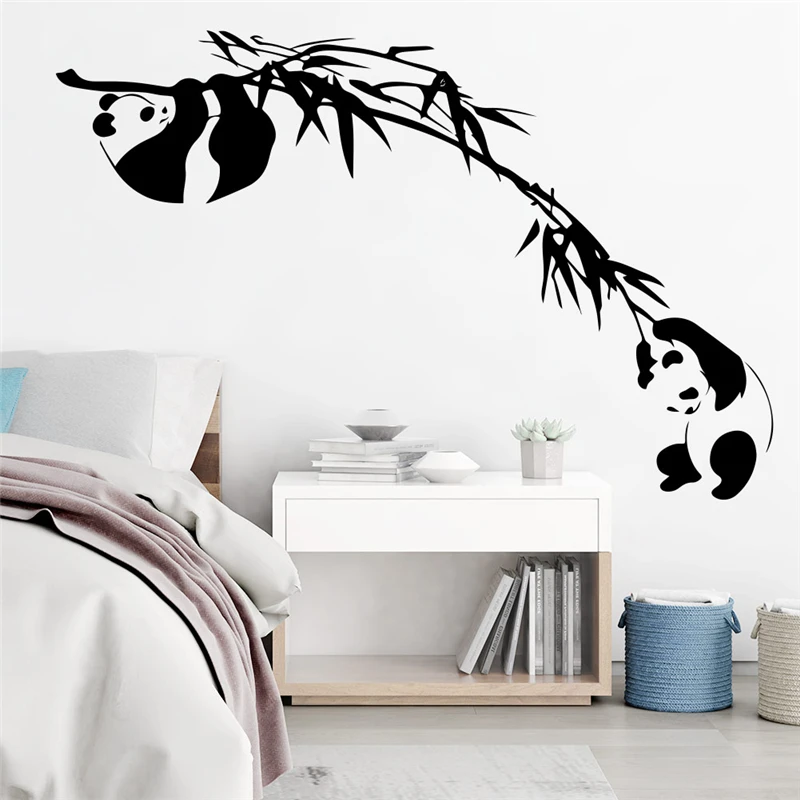

creative chinese panda bamboo wall stickers bedroom home decor accessories cartoon vinyl wall decals diy mural art