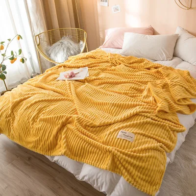 Blankets for Beds Yellow Color Soft Warm Square Flannel Blanket On the Bed Thickness Throw | Дом и сад - Цена: 
