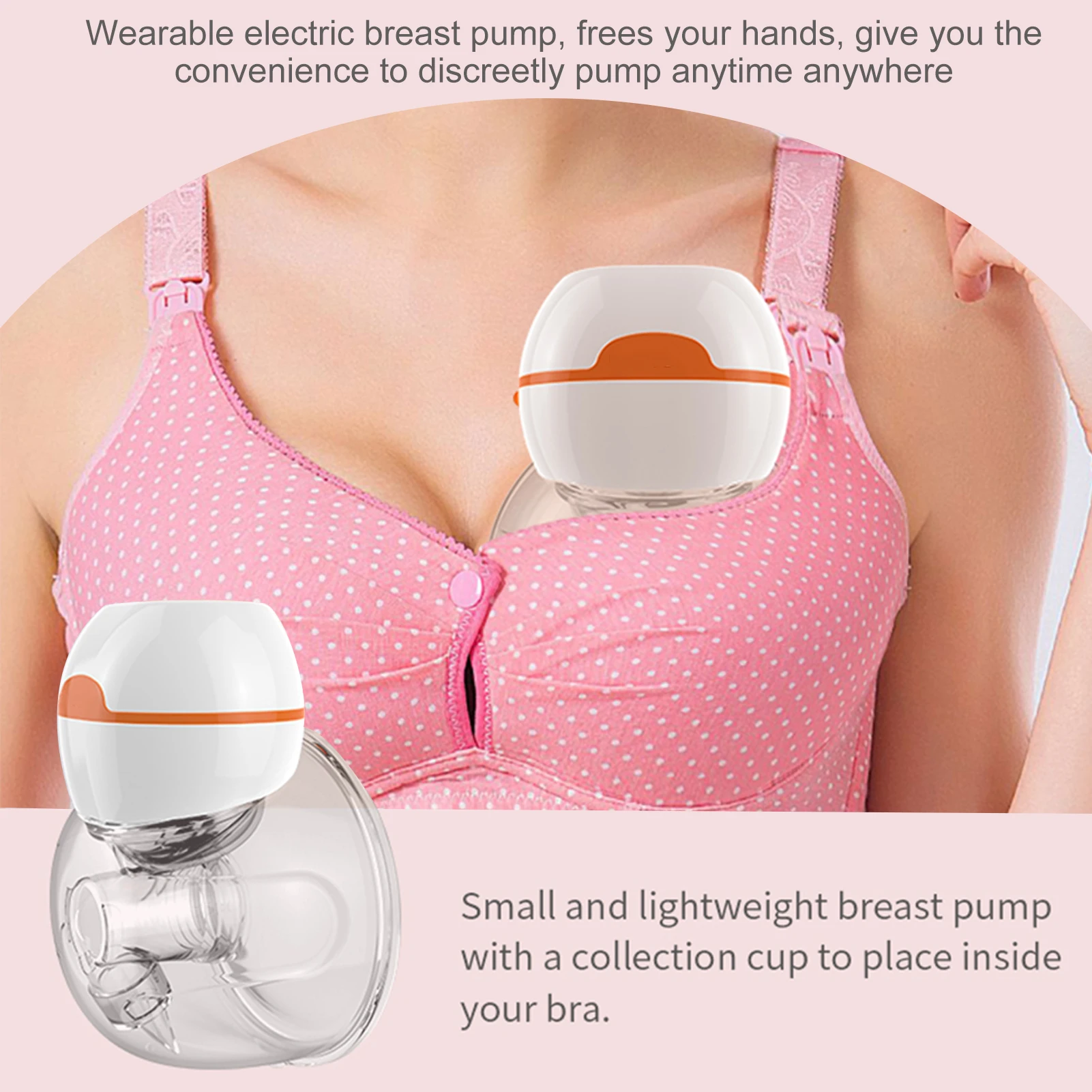 Wearable Breast Pump Hands Free Electric Breastpump Slient Breastfeeding Pump Conversion Funnel Insert Milk Collector