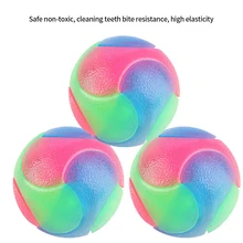  Pet toy rubber elastic flashing toy ballDog chewing bite resistant molar teeth cleaning dog toy pet dog toy ball Shiba Inu lumin 