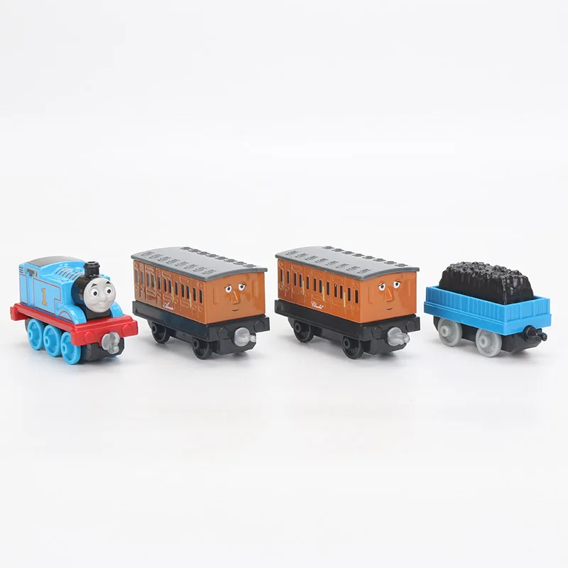 4pcs/box Thomas& Friends Collectible Wooden Railway Train Annie Clarabel Passenger Pick-up Crew Die Cast Trains Engines DGB79