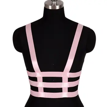 

Pink Harness Belt Top Body Cage Waist Strappy Elastic Adjust Party Rave Hollow Out Sexy Underwear Suspender Pastel Goth Punk