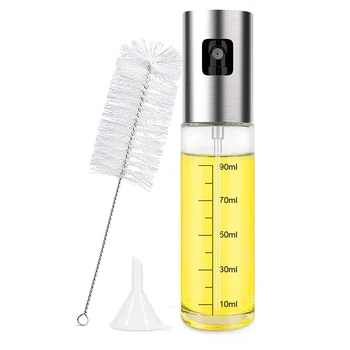 

Oil Sprayer Dispenser, Glass Bottle 100Ml Oil Sprayer with Cleaning Brush/Oil Funnel for Cooking BBQ