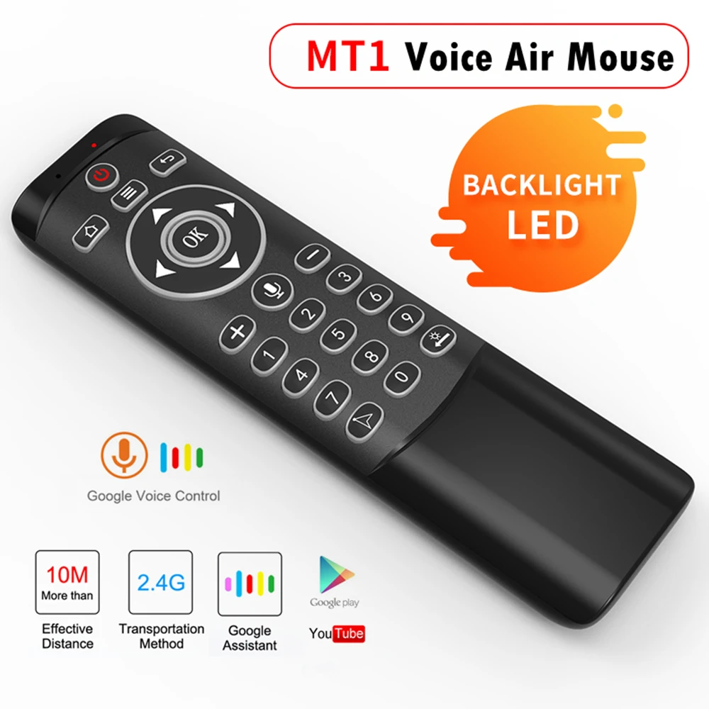 

L8star Voice Flying Air Mouse Wireless Gyroscope Backlight IR Learning Remote control MT1 for Google Smart Android TV Box H96