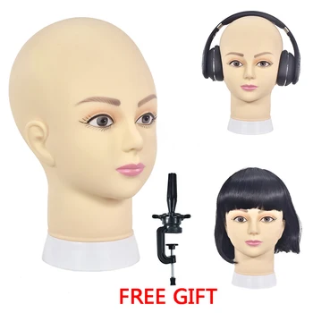 

Mannequin Head Dolls Bald Wig Head With Stand For Making Wig Hat Display Sunglasses Hat