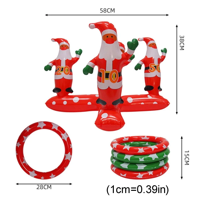 

Children Ring-toss Toy Inflatable Christmas Tree Santa Claus Throwing Game Toys Kids Toss Training Props Christmas Gift