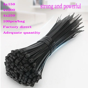 

Self-locking plastic nylon tie 100 PCS black 4x150 cable tie fastening ring3X200 cable tie zip wraps strap nylon cable tie