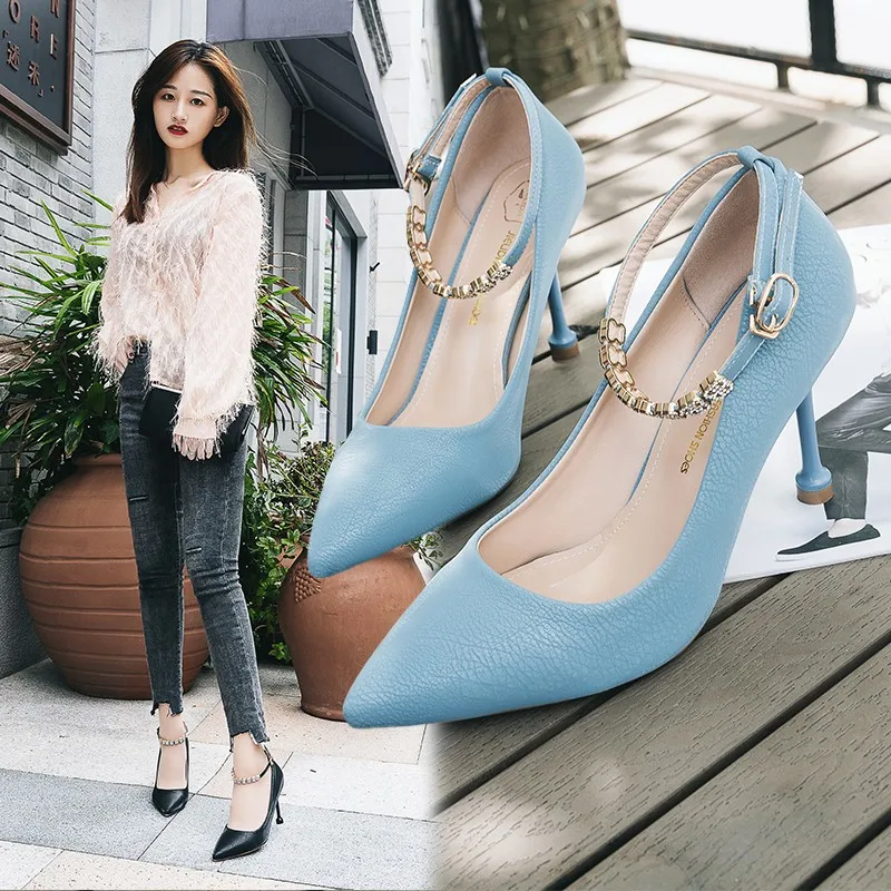 

Fashion Single Shoes 2019 New Autumn Sexy Elegant Womens Shoes Wild Shallow Mouth Pointed Thin Heel High Heels Dress Party Pumps