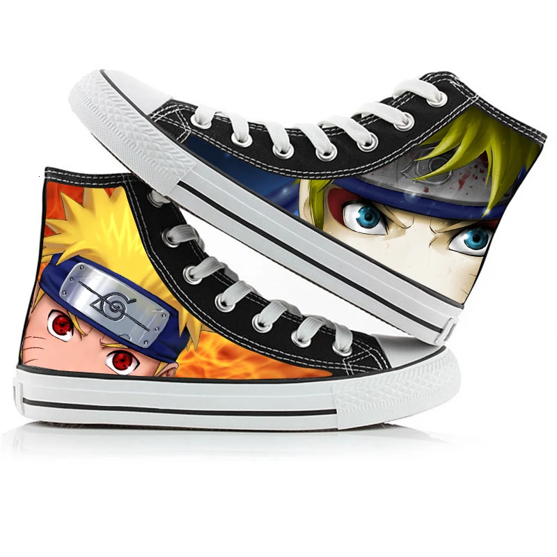 WHOHOLL; брендовая парусиновая обувь с персонажами из аниме Наруто; ручная роспись; высокие повседневные кроссовки; обувь с миньонами; кроссовки с миньонами для взрослых; Размеры 35-44 - Цвет: XGfireshadowstyle2