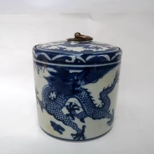 

YIZHU CULTUER ART Collection Chinese Old blue-and-white Porcelain Flower Tea Vase Pot H 4.5 inch Family Decoration Gift