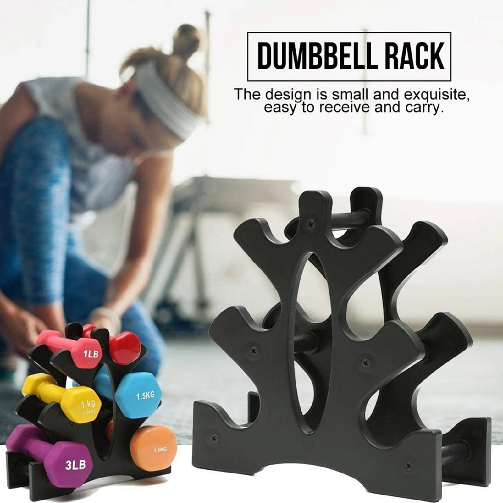 Dumbbell Rack Stable Hand Weights Holder 6 Dumbbells Tree Stand Accessories