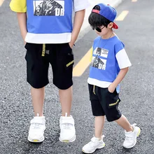 Новинка года; универсальный Летний комбинезон на лямках для мальчиков; Детские шорты с карманами и буквами; детская одежда