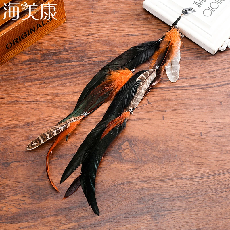 Haimeikang Long Feather Hair Clip Hairpin Women Feather Headband Hair