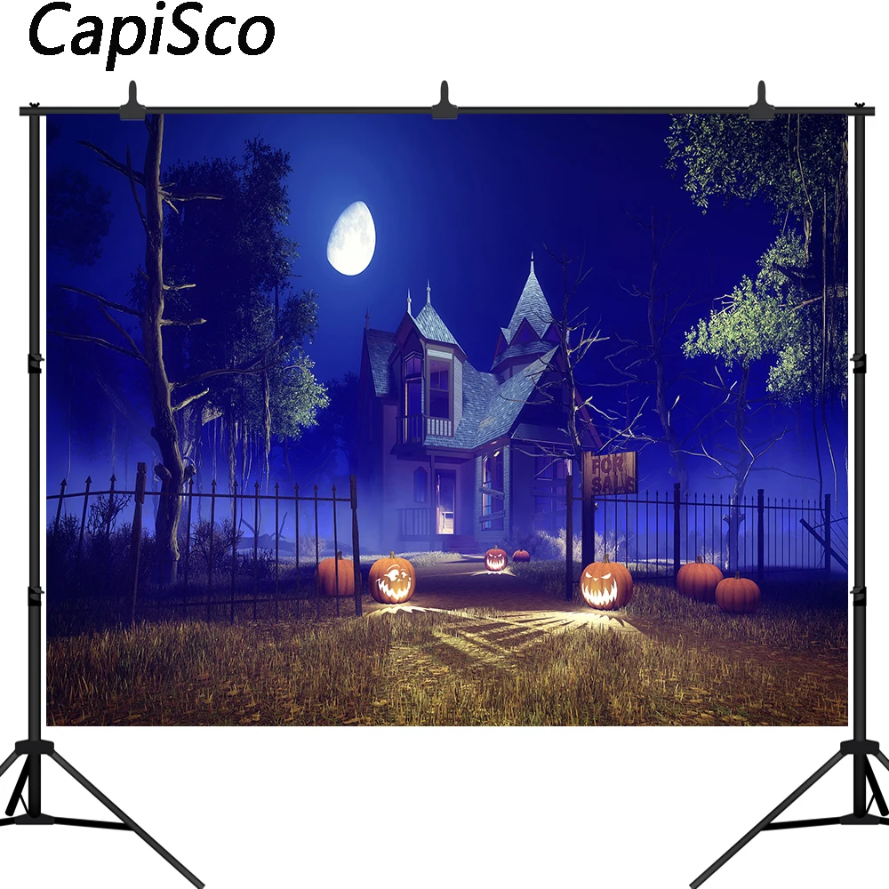

Capisco Halloween Backdrops Haunted House Background Pumpkins forest Creepy Backdrop Photography Studio Prop