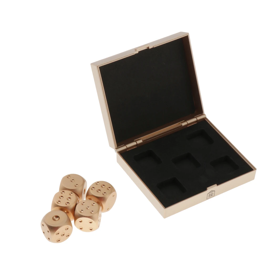 5pcs/set Mini Metal D6 Dice Metal Dices in Box for Party Playing Drinking Death Table Game Party Tool