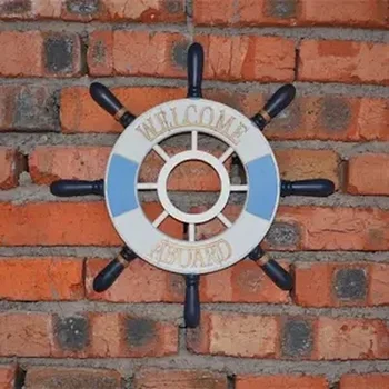 

Wall Clock Mediterranean Ship Rudder Steering Wheel Large Helmsman Decorative Rudder Pilot Rudder Solid Wood Marine Wall