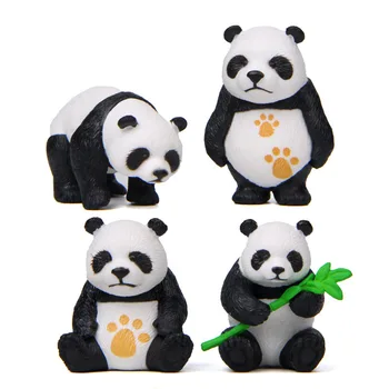 

4pcs/lot Kawai Giant Panda Action Figure Home Ornaments Pvc Diy Lovely Panda Figure for Kids Gifts