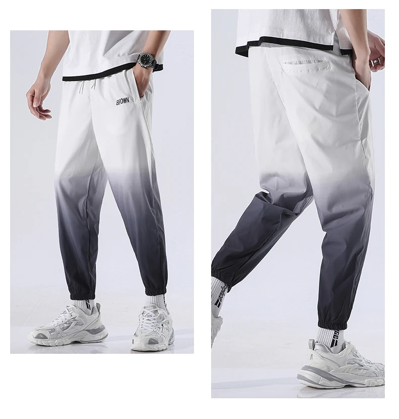 jersey harem pants Mens Pants Joggers Streetwear Loose Ankle length Trousers Elastic Waist 2021 Summer New Male Casual Sport Hip Hop Sweatpants black harem trousers