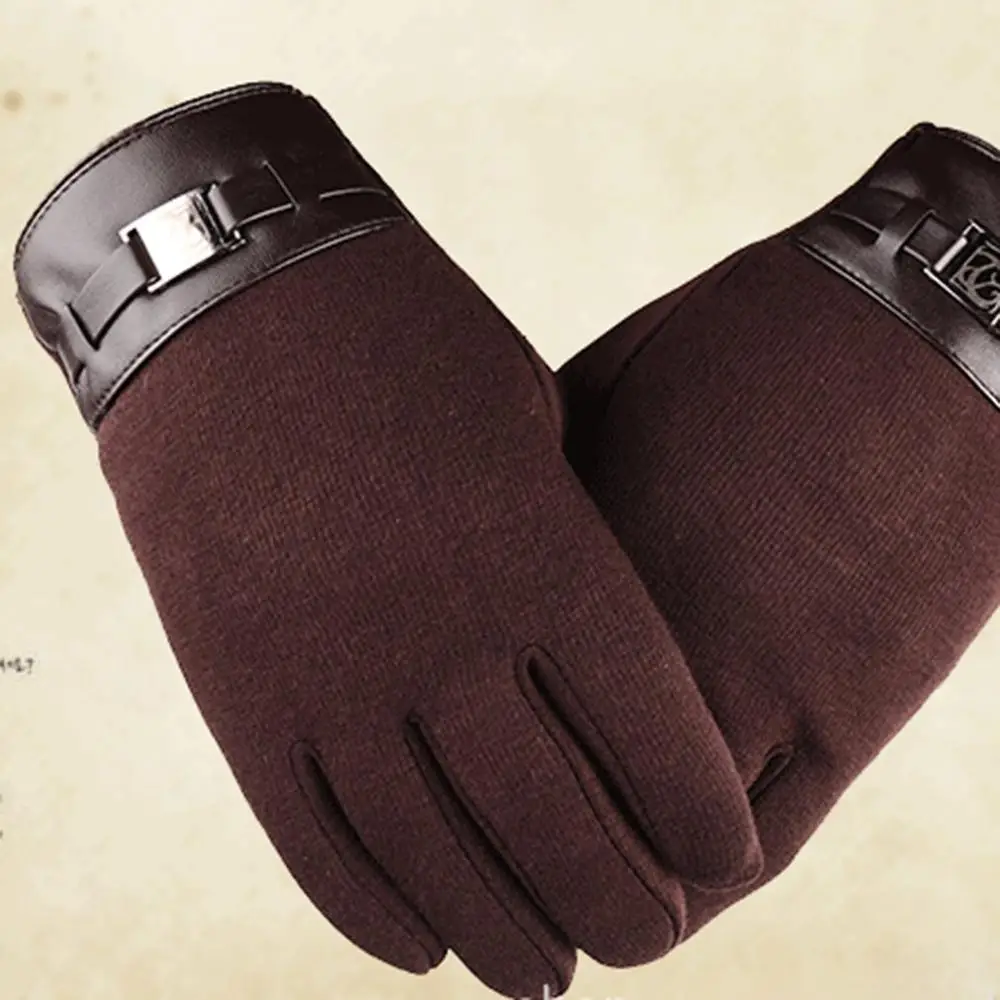 Мужские и женские зимние ветрозащитные уличные спортивные нескользящие перчатки для езды на велосипеде утолщенные теплые эластичные перчатки - Цвет: Коричневый