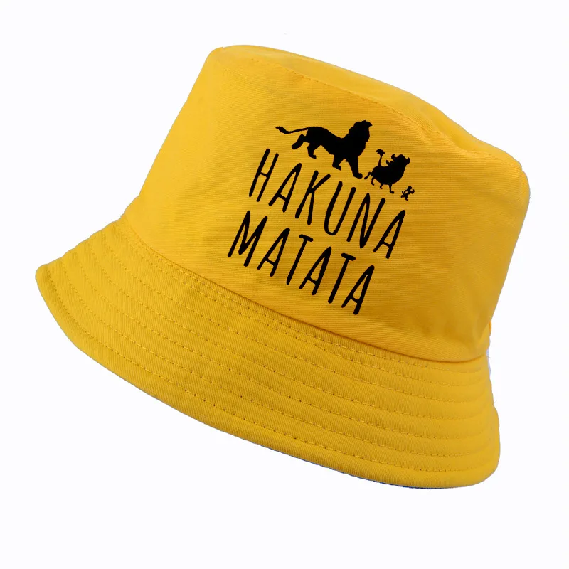 HAKUNA MATATA, Панама, мужская шляпа-Панама, Король Лев, женская летняя кепка с принтом Боба, шляпа в стиле хип-хоп, Рыбацкая шляпа - Цвет: yellow