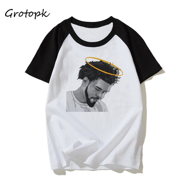 

Jcole Rapper J Cole T Shirt Men Rap Singer Portrait Print Hip Hop Tshirts Male Causal Raglan T-shirt Black Tops Tees Summer 2020