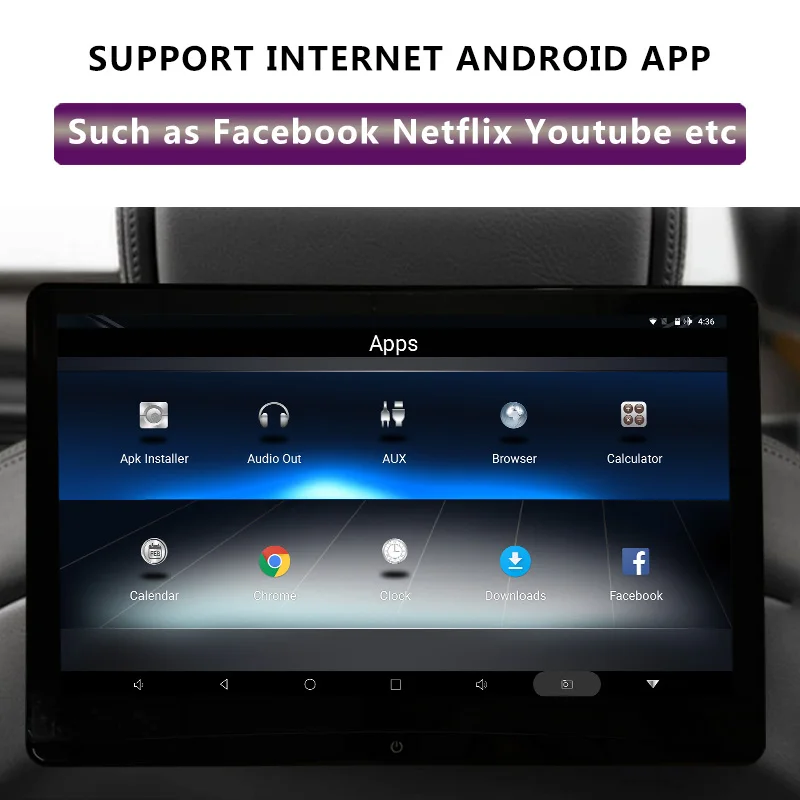 12,5 дюймов Android 9,0 Автомобильный подголовник монитор 1920*1080 4K FHD 1080P видео плеер сенсорный экран wifi/Bluetooth/USB/HDMI/FM/Miracast