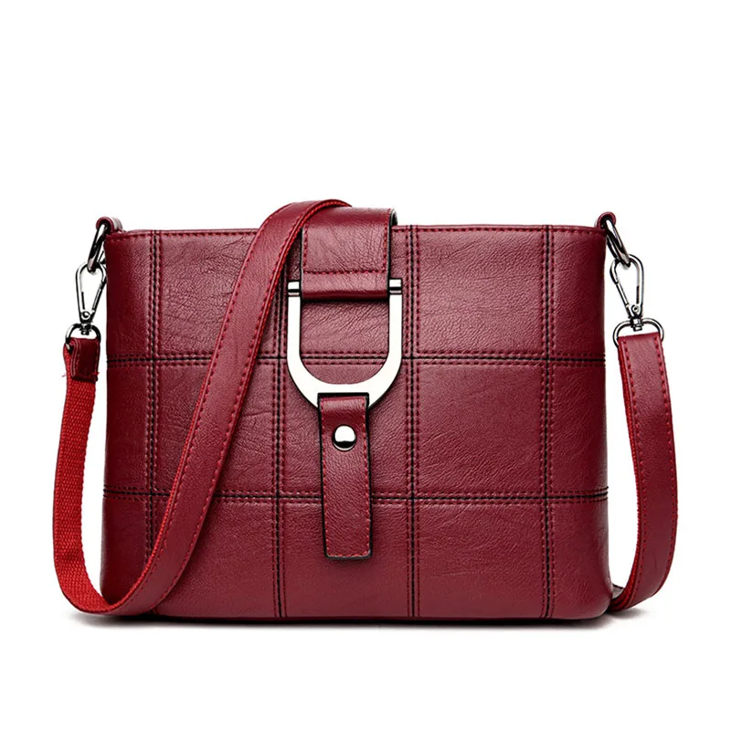 Женские мягкие кожаные модные сумки через плечо, женские сумки известных брендов, повседневные сумки через плечо с клапаном для женщин, сумки-мессенджеры - Цвет: Красный