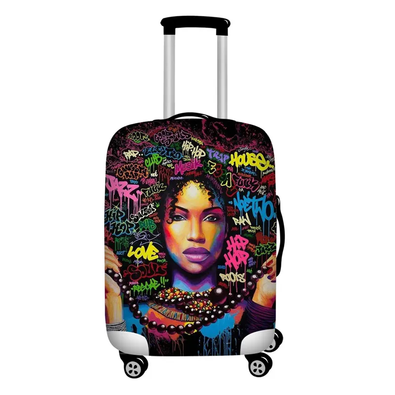 Nopersonality/черный багажный чехол для девочек в африканском стиле, Женские аксессуары для путешествий, эластичный чехол на колесиках, чемодан, чехол для 18-32 дюймов - Цвет: Z5175