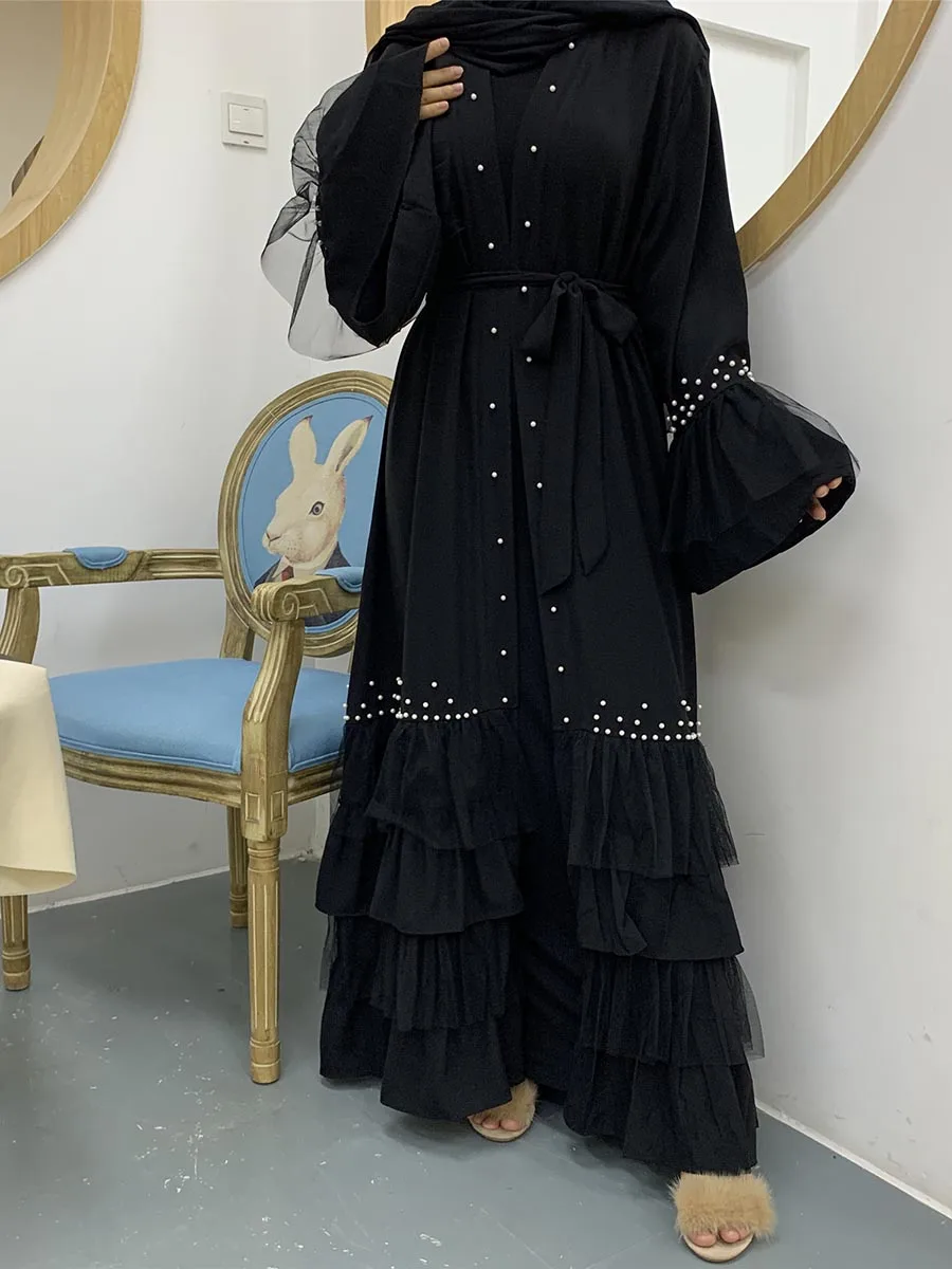 1828#Abaya Dubai Kimono Kaftan Hijab Muslim Dress - CHAOMENG MUSLIM SHOP