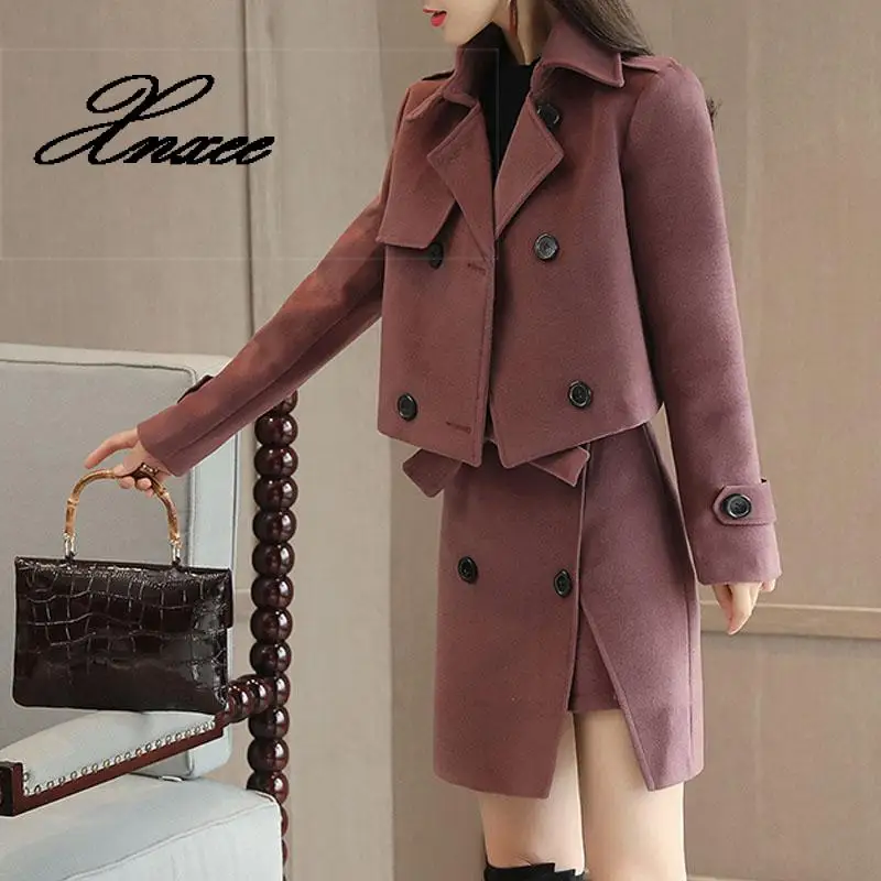 

Xnxee 2019 Women 2 Pieces Set Jacket Women Skirt Suit Trench Formal Suit Set Ladies Luxurious Elegant Blazer Skirt Sets