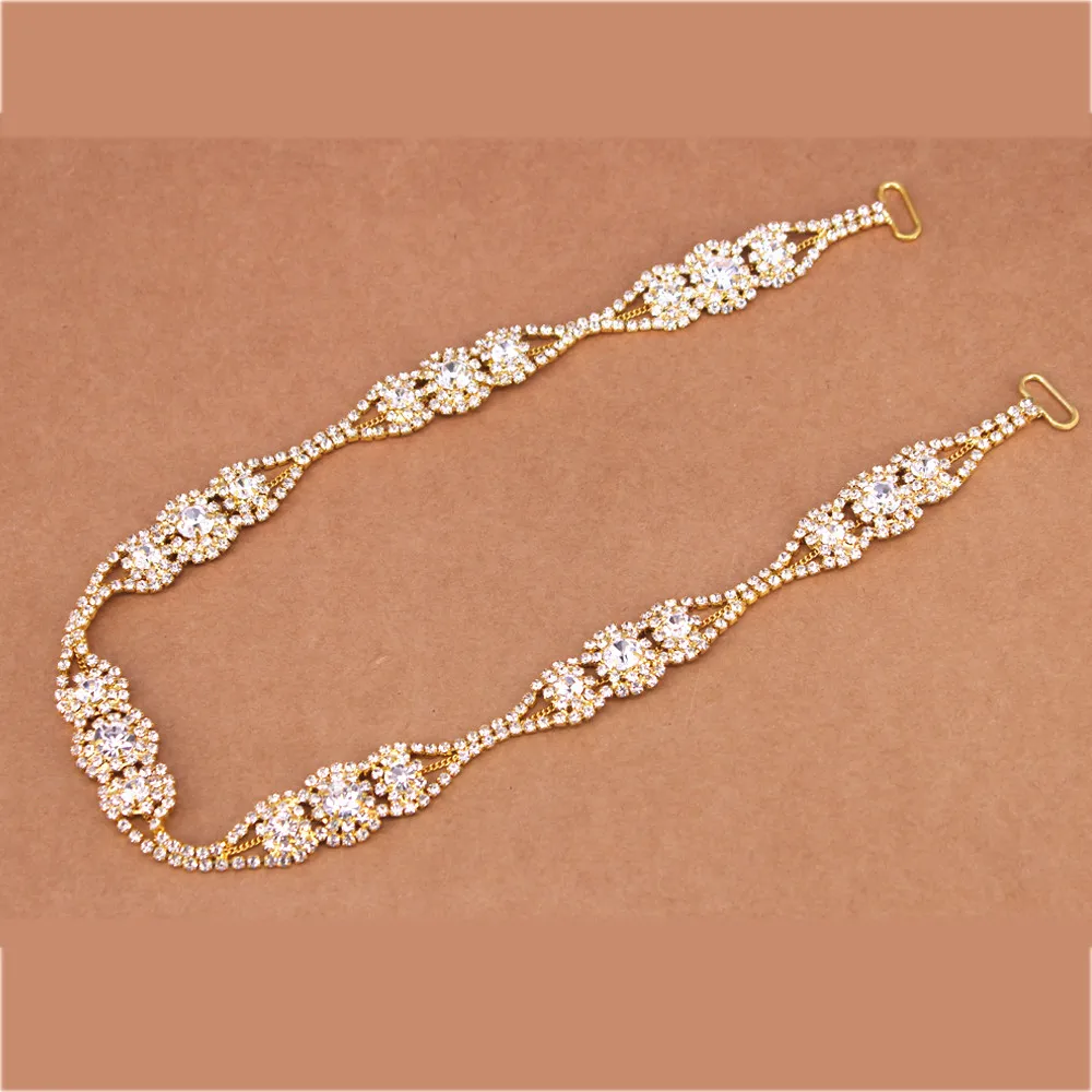 

Thin Gold Rhinestone Bridal Belt Bridesmaid Sash Crystal Wedding Belt Headband Women Dress Accessories