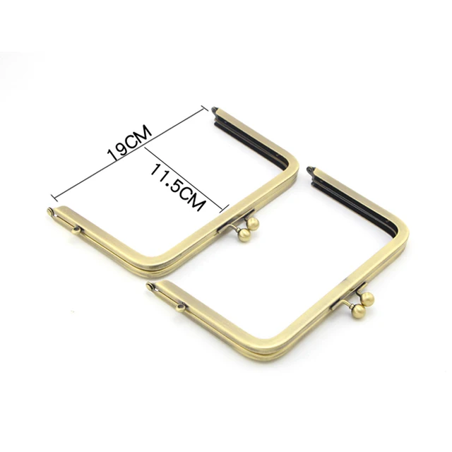 19cm Rectangle Bag Purse Frame Screw DIY Accessories High Quality Bag Hardware Metal Ball Clasp Brass Bag Hook Hanger KZ151327#C gold Brass