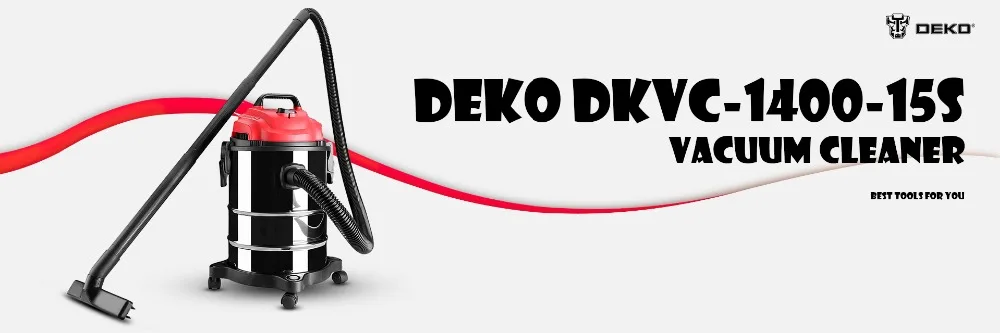 Вакуумный Пылесос DEKO DKVC-1400-15P для сухой и влажной уборки, пластик, Нержавеющая сталь, портативный мощный вентилятор