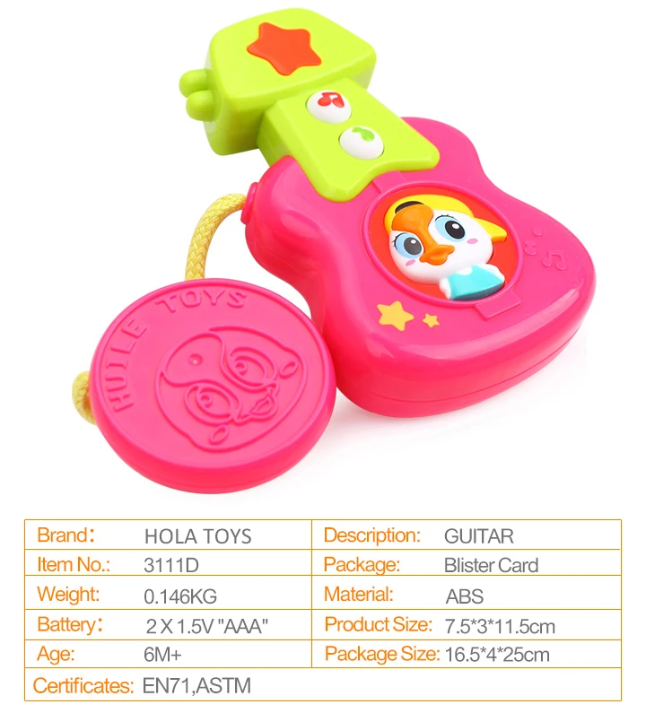HOLA TOYS 3111D детские игрушечные гитары с мигающими огнями музыкальный инструмент для детей Подарки