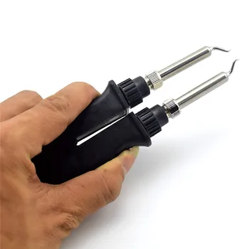 

902 Double Soldering Iron Electric Heating Clamp Tweezer Handle Clip Heating Plier Soldering Station with Long Elbow Tip